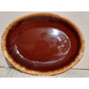 Vintage Hull Oven Proof USA Pottery Brown Drip Oval Serving Platter Dish 12''